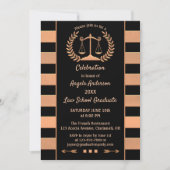 Rose Gold Black Law School Abschluss Einladung (Vorderseite)
