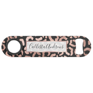 Rose Gold Black Leopard Cheetah Animal Print Speed Flaschenöffner