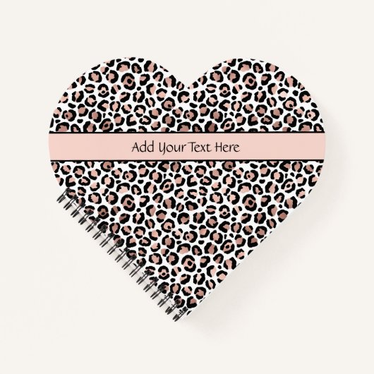 Rose Gold Black Leopard Print Trendy Chic Herz Notizblock (Vorderseite)