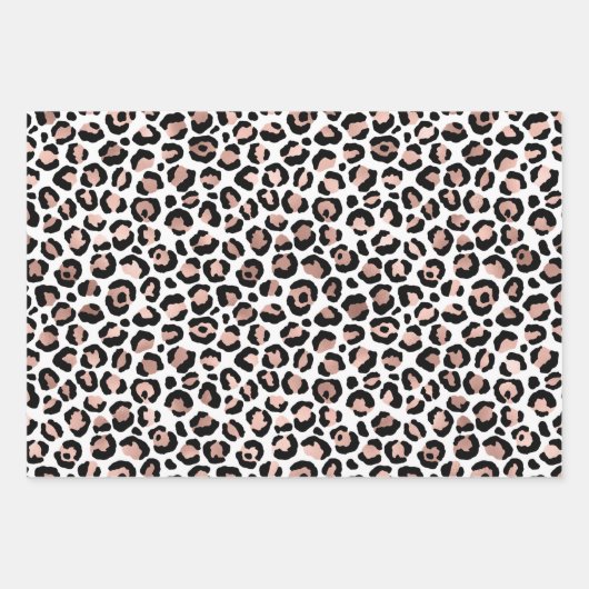 Rose Gold Black Leopard Print Trendy Geschenkpapier Set (Vorderseite 3)