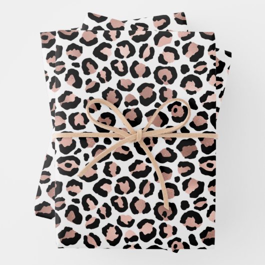 Rose Gold Black Leopard Print Trendy Geschenkpapier Set (Beispiel)