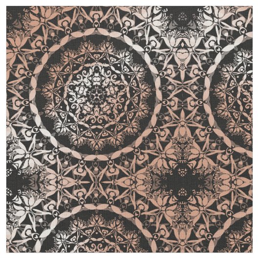 Rose Gold Black Mandala Pattern Stoff (Nahaufnahme)