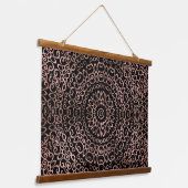 Rose Gold Black Mandala Trippy Psychedelic Hippie Wandteppich Mit Holzrahmen (Gewinkelt)