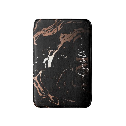 Rose Gold Black Marble Badematte (Vorderseite Vertikal)