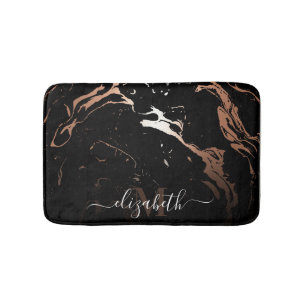 Rose Gold Black Marble Badematte