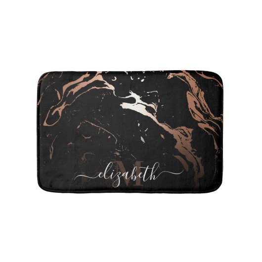 Rose Gold Black Marble Badematte (Vorderseite)
