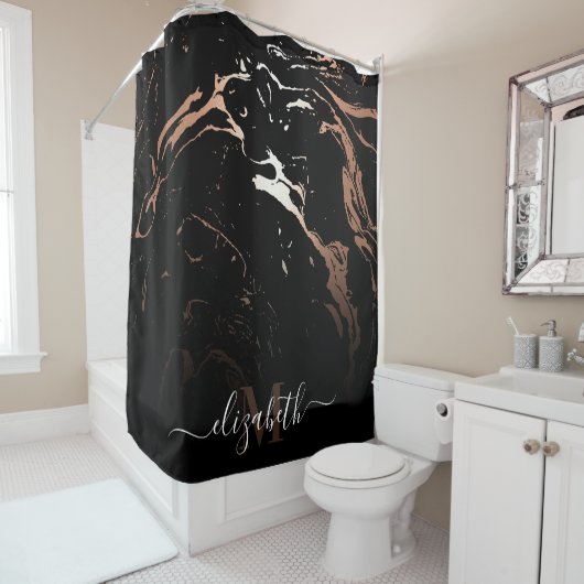 Rose Gold Black Marble Duschvorhang (Beispiel)