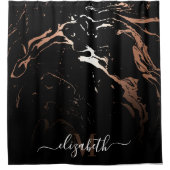 Rose Gold Black Marble Duschvorhang (Vorderseite)