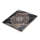 Rose Gold Black Marble Floral Mandala  Fliese (Seite)