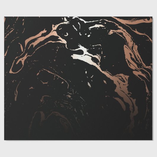 Rose Gold Black Marble Geschenkpapier (Flach)