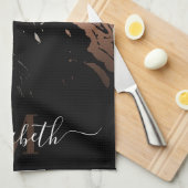 Rose Gold Black Marble Geschirrtuch (Viertel Falte)