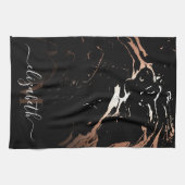 Rose Gold Black Marble Geschirrtuch (Horizontal)