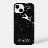 Rose Gold Black Marble iPhone Hülle (Rückseite)