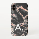 Rose Gold & Black Marble Monogram Custom Initial iPhone Hülle<br><div class="desc">Personalisieren Sie diese,  indem Sie Ihren eigenen Initial hinzufügen.</div>