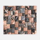 Rose Gold Black Marble Mosaic Fleecedecke (Vorderseite (Horizontal))