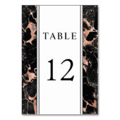 Rose Gold Black Marble Wedding Tischnummer (Vorderseite)