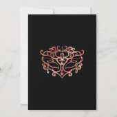 Rose Gold & Black Masquerade Sweet 16 Typografie Einladung (Rückseite)