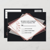 Rose Gold Black Mauve Gray Geometric Wedding RSVP Einladungspostkarte (Vorne/Hinten)