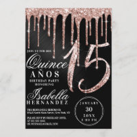 Rose Gold Black Metallic Glitzer Tropfen Quinceañe