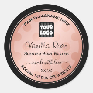 Rose Gold Black mit Logo-Produktverpackungsetikett Runder Aufkleber