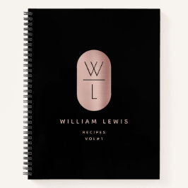 Rose Gold Black Monogram Modernes Minimalistisches Notizblock