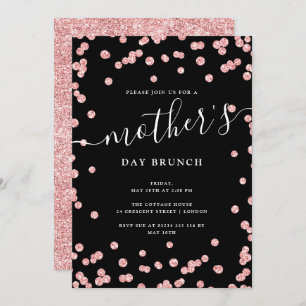 Rose Gold Black Mother Day Brunch Einladung
