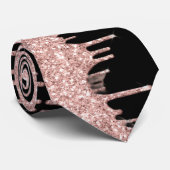 Rose Gold Black Neck Tie Krawatte (Gerollt)