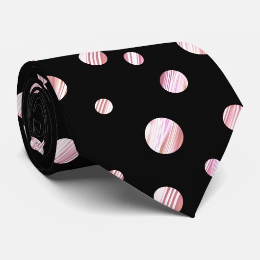 Rose Gold Black Polka Dot Circles Geometrisches Mu Krawatte (Gerollt)