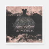 Rose Gold & Black Princess Quinceañera  Serviette (Vorderseite)