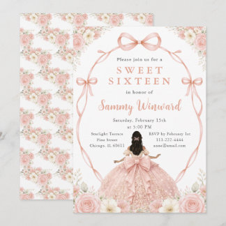 Rose Gold Black Prinzessin Sweet Sixteen Einladung