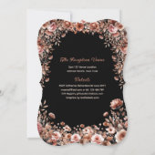 Rose Gold Black Quinceanera Dress Floral Rose Einladung (Rückseite)
