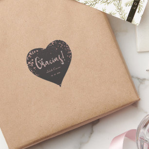 Rose Gold Black Quinceanera Gracias Trendy Herz-Aufkleber