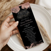 Rose Gold & Black Quinceañera Order of Events Programm