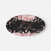 Rose Gold Black Sweet 16 Glitzer Confetti Floral Pappteller (Schrägansicht)