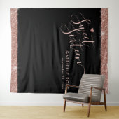 Rose Gold Black Sweet 16 Glitzer Foto Hintergrund Wandteppich (Beispiel (Horizontal))