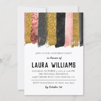 Rose Gold & Black Tape Einladung zum Geburtstag