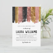 Rose Gold & Black Tape Einladung zum Geburtstag (Stehend Vorderseite)