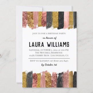 Rose Gold & Black Tape Einladung zum Geburtstag