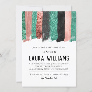 Rose Gold & Black Tape Einladung zum Geburtstag