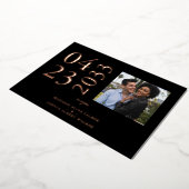 Rose Gold Black Trendy Wedding Photo Real Metallic Folieneinladung (Gedreht)