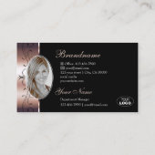 Rose Gold Black Verziert Glam Borders Logo und Fot Visitenkarte (Rückseite)