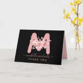 Rose Gold Black Vielen Dank Floral Monogram Karte (Gelbe Blume)