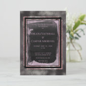 Rose Gold & Black Watercolor Galerie Hochzeit Einladung (Stehend Vorderseite)