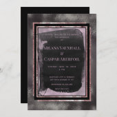 Rose Gold & Black Watercolor Galerie Hochzeit Einladung (Vorne/Hinten)