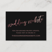Rose Gold Black Wedding Website Save the Date Kart Visitenkarte (Vorderseite)