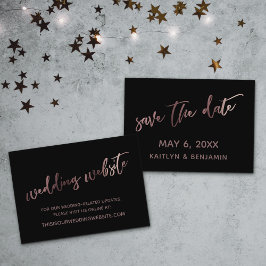 Rose Gold Black Wedding Website Save the Date Kart Visitenkarte