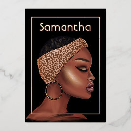 Rose Gold Black Woman Geburtstagsparty Folieneinladung