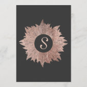 Rose Gold Blätter auf Black Wedding Menu Menükarte (Rückseite)