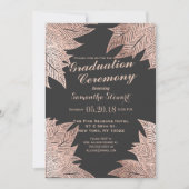 Rose Gold Blätter auf der Feier zum Schwarzen Absc Einladung (Vorderseite)