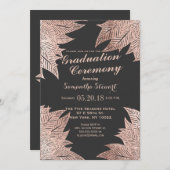 Rose Gold Blätter auf der Feier zum Schwarzen Absc Einladung (Vorne/Hinten)